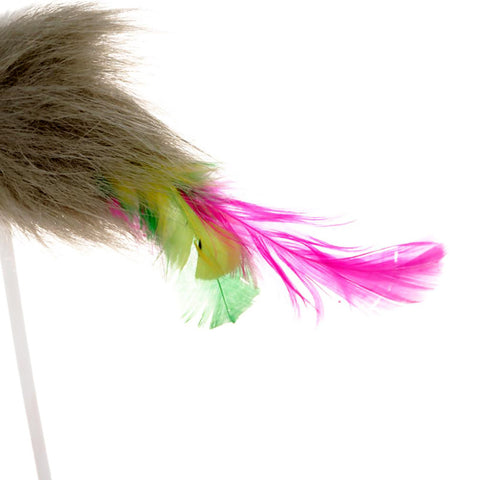 Tease Stick with Colorful Feather Flexible Toy for Cat - Pet Stylo