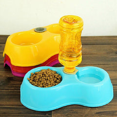 Dual Port Pets Food Bowl with Automatic Water Dispenser for Dog/Cat - Pet Stylo