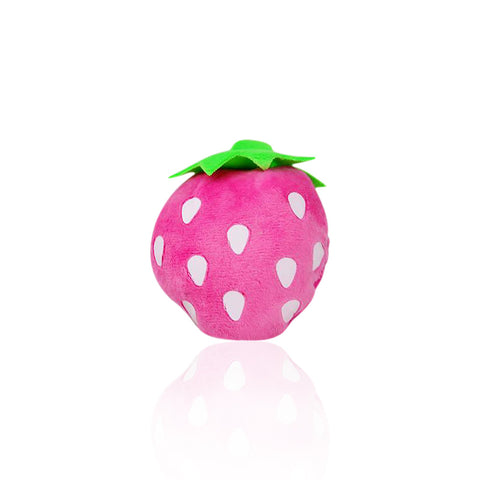 Pink Strawberry Squeaky Plush Cute Dog Toy